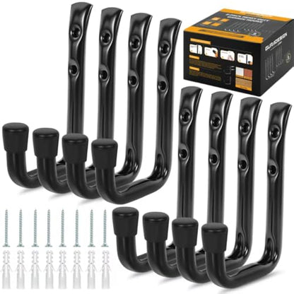 GURADESIGN 8-Pack Heavy Duty Garage Hook for Hanging 50 lbs, J Utility Hooks for Garage, Metal Wall Hooks Heavy Duty, Garage Hook for Hanging, Black | Heavy Duty - style: 3.5-Inch