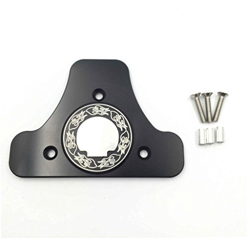 XKH- Motorcycle Black CNC Billet Sissy Bar Backrest Pad Mount Kit Skull Compatible with 1994 and later Harley Davidson Touring (equipped with H-D Detachables Sissy Bar Upright) [B01KNXA508]