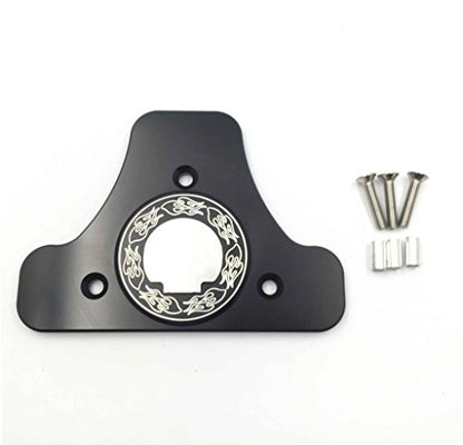 XKH- Motorcycle Black CNC Billet Sissy Bar Backrest Pad Mount Kit Skull Compatible with 1994 and later Harley Davidson Touring (equipped with H-D Detachables Sissy Bar Upright) [B01KNXA508]