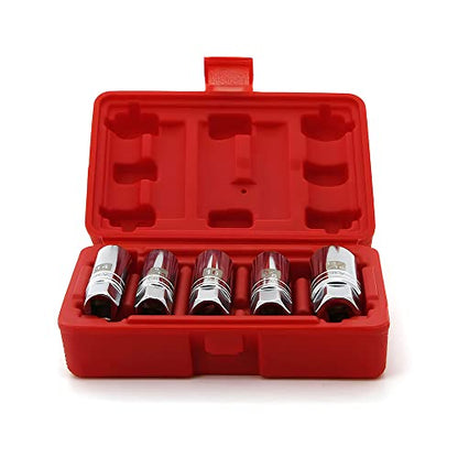5PCS Magnetic Spark Plug Socket Set Includes 14mm 16mm Thin Wall Socket and 9/16-inch 5/8-inch and 13/16-inch Sockets 3/8-inch Drive Magnet Retains Spark Plugs - size: 5PCS Set