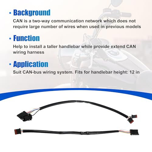 X AUTOHAUX 12 Inch Handlebar CAN Bus Circuit Wire Extension Harness for Harley Davidson Softail Dynas Electra Glide Road Glide Sportster Handlebar Wire Extension Switch Wiring Harness - size: 12in