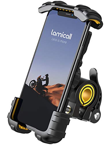 Lamicall Bike Phone Holder, Motorcycle Phone Holder – 360° Handlebar Mount with Rotation for iPhone 17 16 15 14 13 12 Pro Max Plus Mini XS XR X 8, Samsung, Huawei, 4.7-6.8 Inch Smartphones – Yellow - color: Yellow