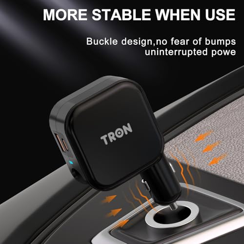 TRON Wall & Car Charger Travel Charging Station, 36W Dual USB-C & USB-A Fast Charger, Foldable for iPhone, iPad, Android, Earbuds – TR17