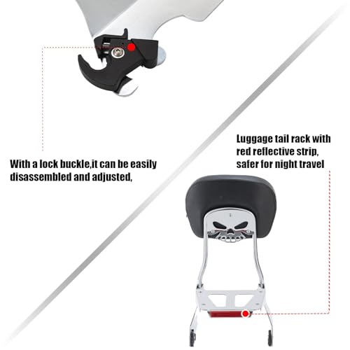 Kinglemc Sissy Bar backrest Luggage Rack for Harley Sportster XL883 XL1200 883 1200 Iron Superlow with Lock with Docking Hardware (Chrome) - color: Chrome