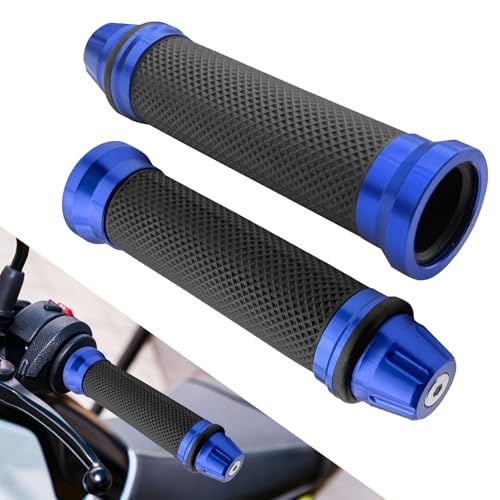2PCS Motorcycle Handlebar Grips, 7/8 Inch Motorcycle Handlebar Cover, Aluminum Alloy Grip Protection Cover, Motorcycle Modification Accessories Compatible with Honda Yamaha Suzuki (Blue) - color: Blue