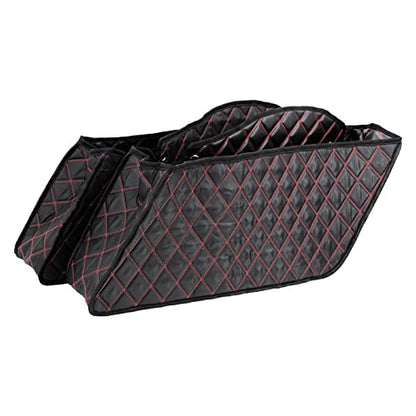 Non-Stretched Saddlebag Liners Inserts Red Thread Compatible with Harley Touring Electra Street Glide Road King 2014-2023 1 Pair - color: Red Stitching