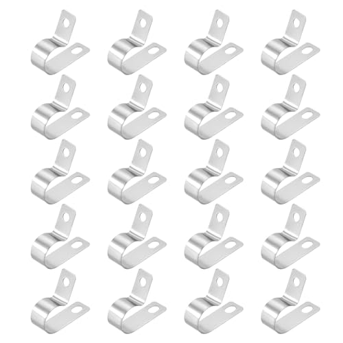 HARFINGTON 20pcs Metal Wire Clamp 1/2" Inch (12mm) R-Type Cable Clip 304 Stainless Steel Conduit Cable Clamp Cord Fastener Holder Strap Clip for Industrial Household Installation Pipe Wire - size: 1/2" (12mm)