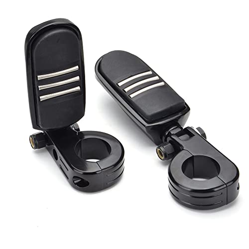 1.25" Highway Footpegs, Adjustable Footrest Mounting P-Clamps Mounts Compatible with Harley Sportster Touring Softail Dyna Honda Kawasaki Suzuki Yamaha with 1-1/4" Engine Guard(Black 6) - color: Black Style 1