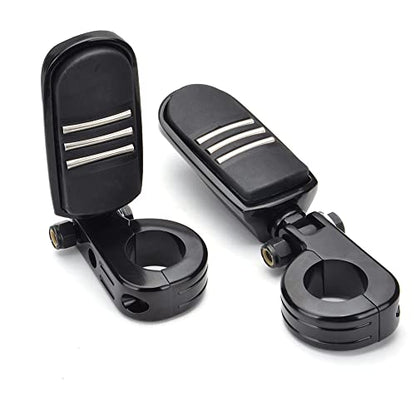 1.25" Highway Footpegs, Adjustable Footrest Mounting P-Clamps Mounts Compatible with Harley Sportster Touring Softail Dyna Honda Kawasaki Suzuki Yamaha with 1-1/4" Engine Guard(Black 6) - color: Black Style 1