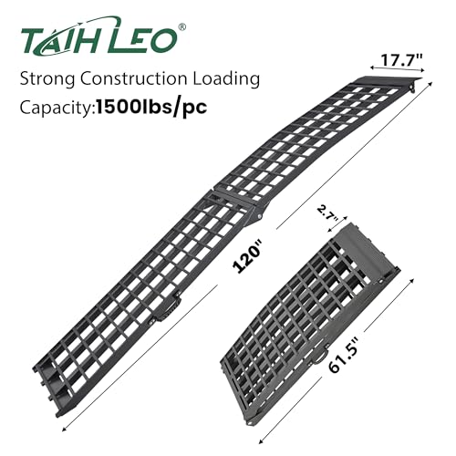 10ft Motorcycle Ramp 1500LBS Capacity, 120"x17.7" Black Truck Ramps, Loading Ramps for Pick Up Motorcycle, ATV, UTV, Dirt Bike, Lawn Mower, Golf Cart, Garden Tractor - size: W:17.7"