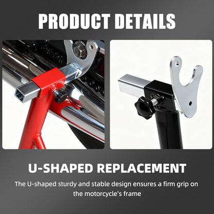 Motorcycle Wheel Lift Stand Attachments,Iron U and L Shape Fork Swingarm Spool Stand Adapter Paddock Stand Frame Accessories