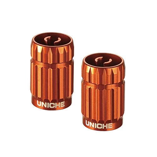 2-in-1 Valve Stem Caps with Core Remover Function - 2 Pack[Orange] | Schrader Valve Core Removal Tools, Universal Tire Valve Caps for Cars, Trucks, SUVs, Motorbikes, and Bikes - color: Orange