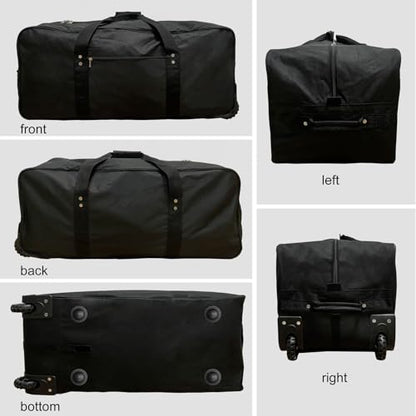 36" Huge Bag with Wheels Extra Large Foldable Duffel Bag Collapsible Rolling Travel Bag Heavy-Duty Cargo Duffle for Travel, Camping & Moving, Water-Resistant 600D Oxford, Black - style: 36in