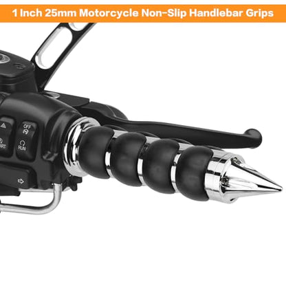 Motorcycle Hand Grips 1 Inch 25MM Handlebar Grip Throttle Non-Slip Universal Compatible with Harley Davidson Dyna Sportster 883 Road King Electra Glide Street Glide - color: Chrome-E