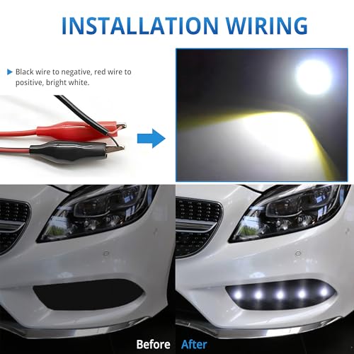 4Pcs 23mm DC 12V Black shell Eagle Eye Cob LED Car Fog DRL Daytime Running Light Backup Reverse Tail Rock Lights Headlights Signal Lamp Small bulb diy use for car and motorcycle (White) - color: White