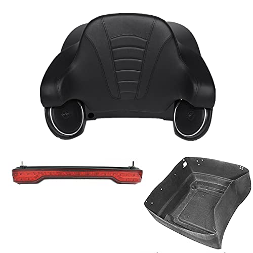 TCMT King Motorcycle Trunk Box Wrap-Around Backrest LED Brake TailLight Speakers Fit For Harley 2014-2025 Touring CVO Road King Street Electra Glide Pack - color: Style A+Speakers#1+Red Taillight