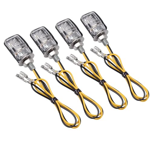 Justech 4 PCS Motorcycle Turn Signal Light, Universal 6LEDs Motorcycle Turn Signals Led Kit, DC 12V Waterproof Motorcycle Motorbikes Mini Turn Signal Indicator Amber Blinkers M6