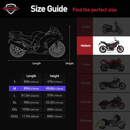 Lightweight Motorcycle Cover with Air Vents, All Season Water Resistant, Dust, UV Protection, Universal Indoor/Outdoor Scooter Cover (M) - size: M