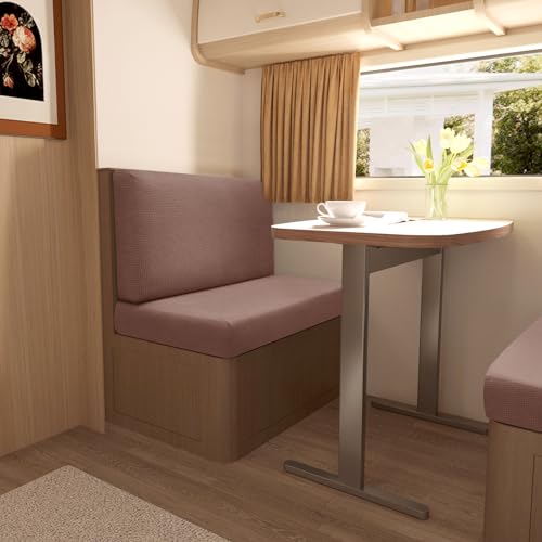 Gollense RV Dinette Cushion Covers Set of 2, Waterproof Stretch Camper Cushion Covers, Sectional Replacement RV Seat Covers for Trailer Couch, Includes 2 Backrest Cover & 2 Bench Cover (Light Coffee) - color: Light Coffee