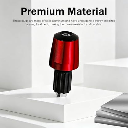 2 PCS Motorcycle Handlebar End Caps, Aluminum Alloy 7/8" 22mm Bar End Plugs, Wear-resistant Handlebar Plugs, Universal for Most Motorcycles, Scooters, Dirt Bikes (Red) - color: Red