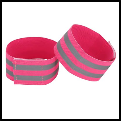 8pcs Reflective Bands for Arm Reflective Armbands High Visibility Night Cycling Riding Reflector Tape Straps Bracelet Pink Durable Material
