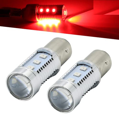 Syneticusa 1157 Red LED Stop Brake Flash Strobe Rear Alert Safety Warning 12-LED Light Bulbs