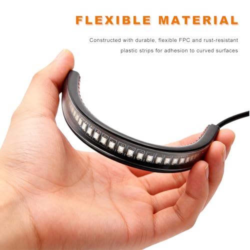 Car LED Light Strip, 8 Inch Flexible Lights Bar 12V Tail Brake Stop Turn Signal Lamp, Waterproof 32LED 2835 SMD Light Strip Dual Color Indicator Lamp for Car Motorcycle ATV