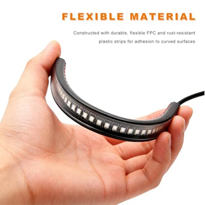Car LED Light Strip, 8 Inch Flexible Lights Bar 12V Tail Brake Stop Turn Signal Lamp, Waterproof 32LED 2835 SMD Light Strip Dual Color Indicator Lamp for Car Motorcycle ATV