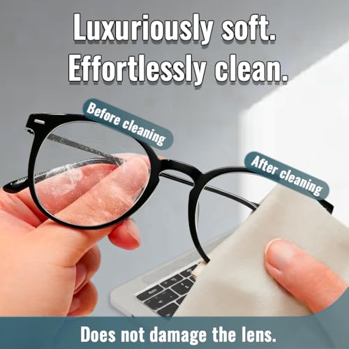 10 Pack Microfiber Chamois Cleaning Cloths, Safety & Scratch-Free Lens Cleaning, Premium Lint-Free Lens Cloth for Glasses, Phone Screen, Camera Lens, Car Screen &Mirror, VR/AR Headset, Reusable, Khaki - color: Khaki