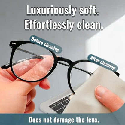 10 Pack Microfiber Chamois Cleaning Cloths, Safety & Scratch-Free Lens Cleaning, Premium Lint-Free Lens Cloth for Glasses, Phone Screen, Camera Lens, Car Screen &Mirror, VR/AR Headset, Reusable, Khaki - color: Khaki