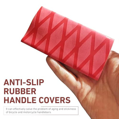 4 PCS Motorcycle Heat Shrink Grip Sleeves, Grid Pattern 2 Handlebar and 2 Brake Handlebar Cover, Rubber Anti-Slip Comfortable Grip Cover, Heating Tight Fit Protective Sleeve (Red) - color: Red