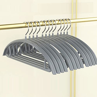Premium PVC Coating Metal Hangers 20 Pack, Heavyduty, Non Slip Slimline, Suit Jacket T Shirt Hangers, Gold Hooks, Space Saving Clothes Hanger(Gray) - color: Gray