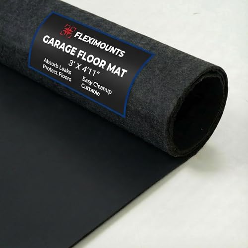 FLEXIMOUNTS 4'11" x 3' Garage Floor Mat Oil Spill Mat, Waterproof Garage Flooring for Cars & SUVs,Absorbent, Slip-Resistant, Quick Dry Carpet Fabric - size: 4'11" x 3' w/ PE Backing