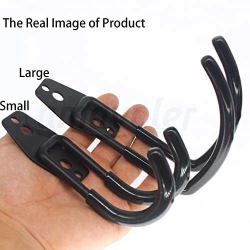Wall Mount Helmet Hook Holder Black,2 Small Double Iron Curved Hook Tools with Mounting Screws. A Good Home for Harley, Honda, Kawasaki, etc Helmet (Small Hook x2). - size: small hook x2