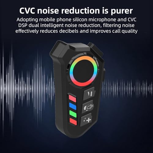 Yunseity Wireless Helmet Headset, 5.4 Motorcycle Headphones with Ambient Light, CVC Noise Reduction, IP65, Type C Charge, with Smart Assistant