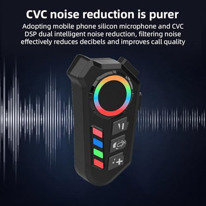 Yunseity Wireless Helmet Headset, 5.4 Motorcycle Headphones with Ambient Light, CVC Noise Reduction, IP65, Type C Charge, with Smart Assistant