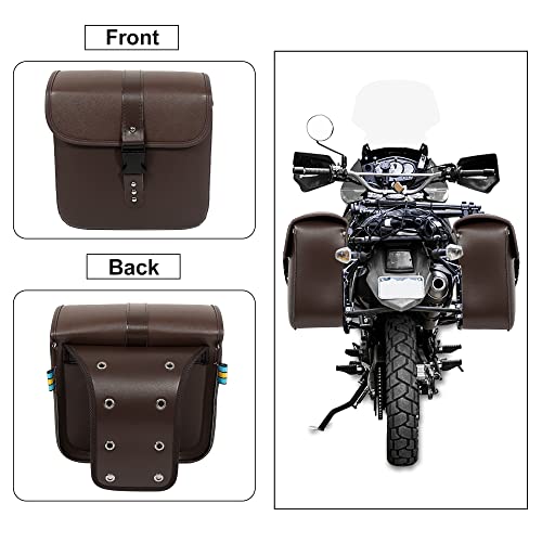 Motoforti Pair Motorcycle Saddlebag Side Tool Bags Cycling Luggage Bag Waterproof Quick Release Buckles - color: Brown