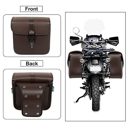 Motoforti Pair Motorcycle Saddlebag Side Tool Bags Cycling Luggage Bag Waterproof Quick Release Buckles - color: Brown