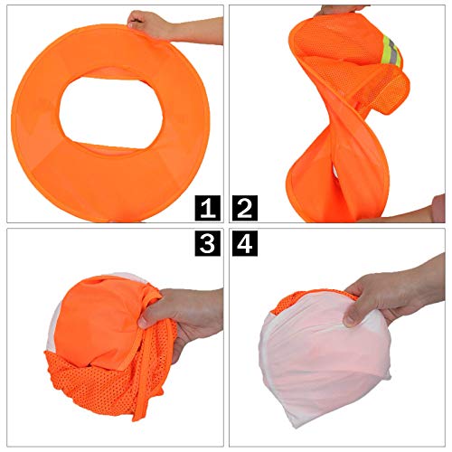 TCCFCCT Hard Hat Sun Shade, Full Brim High Visibility Sun Visor Neck Shield and Bandana Face Scarf with Construction Arm Sleeves, 3 Packs, Orange, Large, TCMY-01 - color: Sun Shade 1+bandana 1+sleeves 1pair Orange