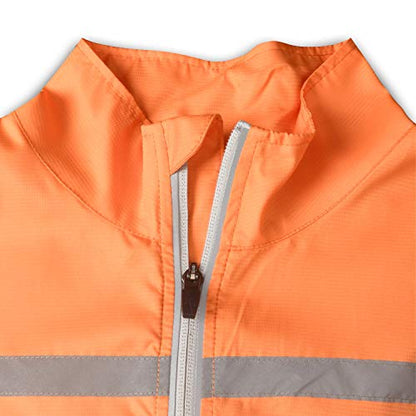 bpbtti Men's Hi-Viz Safety Running Cycling Vest Sleeveless Windbreaker vests- Windproof and Reflective - color: Orange, size: Large