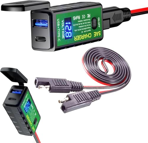 Motorcycle Phone Charger for Harley Davidson Road Glide 1998-2024 2025 2026, Motorcycle Waterproof Quickly Charging Adapter, Handlebar Mount USB Charger