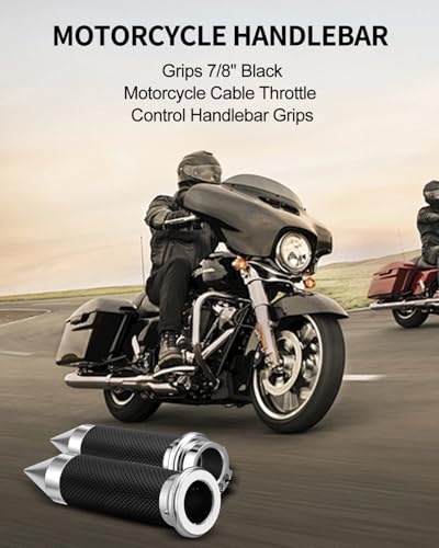 7/8" Motorcycle Hand Grips with Throttle Assist Non-Slip Hand Grip for Harley Yamaha Kawasiki Suzuki Cruisers Motorbikes Choppers Spiked Grips - color: black/Chrome
