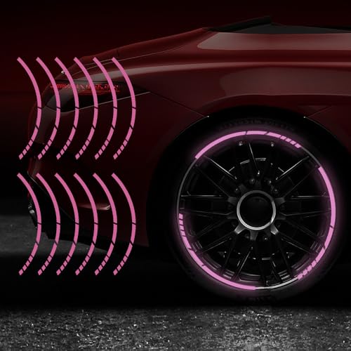 12PCS Reflective Car Wheel Stickers, Night Safety Warning Bicycle Stickers, Anti-Scratch Reflective Rim Decals for Car Motorcycle Cycling Bike (Purple) - color: Purple