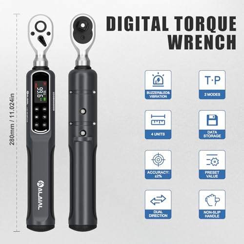 3/8" Digital Torque Wrench 1.5-99.6Ft.Lb/2-135Nm, ±2% Accuracy Electronic Torque Wrench with LED Display, Buzzer & Vibration Alert for Automotive, Car, Motorcycle, Bike Repair, Mechanics, DIY - size: 1.5-99.6Ft.Lb/2-135Nm-3/8"