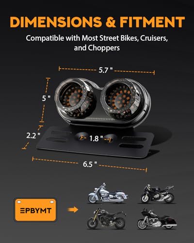 PBYMT Enhanced Motorcycle Tail Light, Break light Running Lights, IP67 Waterproof Turn Signals with License Plate Bracket Compatible with Street Bike Cruiser Chopper Bobber (Smoke, 108 LEDs) - color: Smoke