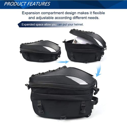Motorcycle Tail Bag Waterproof Rear Seat Backpack - Dual Use Helmet Bag