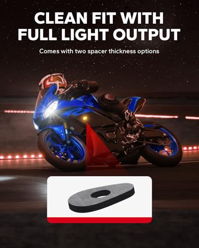 Amazicha Motorcycle Flush Mount Turn Signal, 2PCS 12V Smoked LED Indicator Light Blinker Fit for Yamaha YZF R1 R3 R6 R6S Fazer FZ FZ1 FZ6 FZ6R FZ07 FZ8 FZ09 MT-07 MT-09 TMAX, Amber