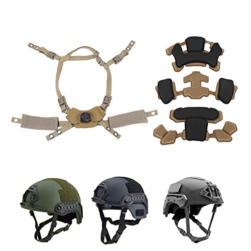 Bewinner Helmet Dial Suspension System Chin Strap - 3rd Generation Adjustable Helmet Liner System Steap Kit with Internal Sponge Pad (Mud Spongeand Suspension)