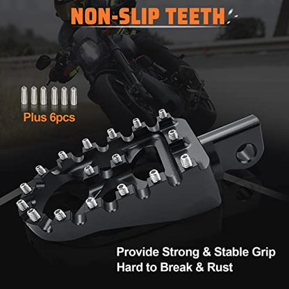 StarknightMT CNC Wide Fat Footpegs 360° Roating MX Foot Pegs Chopper Bobber Style Compatible with Dyna Fatboy Sportster Iron 883 (Black) - color: Black