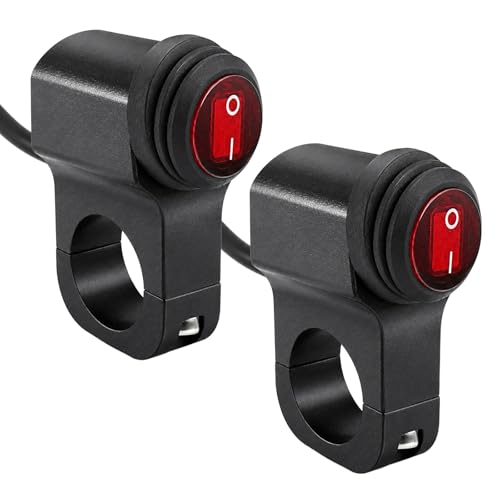 2 PCS Motorcycle Handlebar Switch, 12V Waterproof Aluminum Alloy Handlebar Switches with On-Off Push Button, Headlight Fog Light Switches Fits 7/8" Handlebars, Motorcycle Accessories - color: 2 PCS